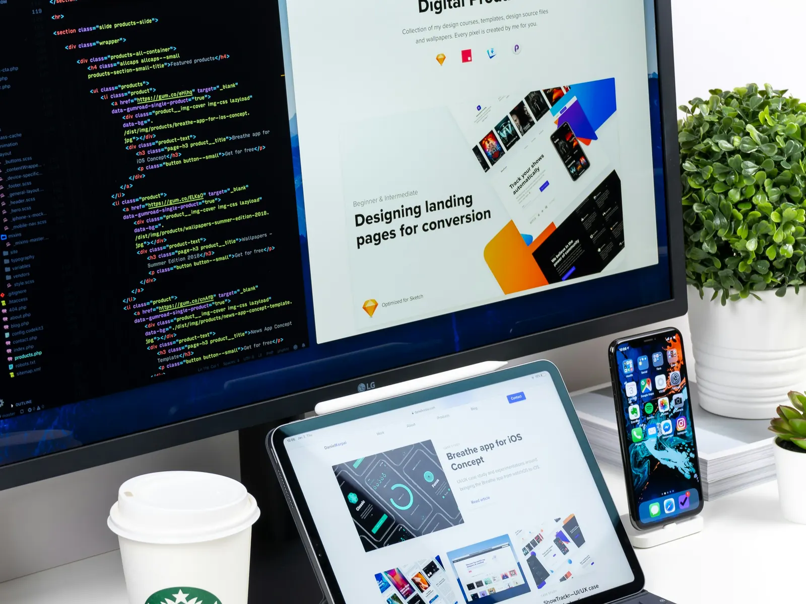 Dise&ntilde;o de una landing page en pantalla de escritorio